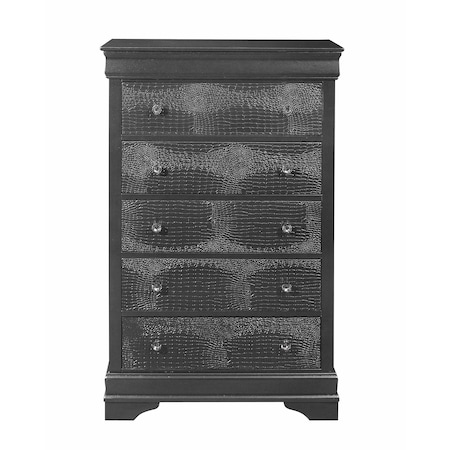 Global Furniture Usa Traditional Glam Croc Pompei Metallic Grey Chest 1424